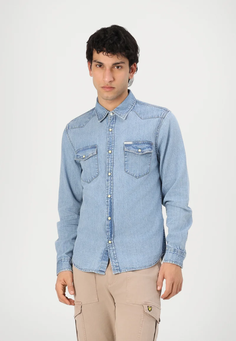100% Genuine Guess Jeans Shirt - light blue denim Clothing Sale Shirts Business Shirts