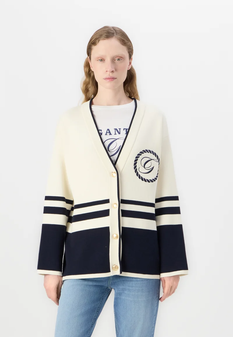 delicate colors GANT VARSITY V NECK  - Cardigan cream Clothing Knitwear & Cardigans Cardigans