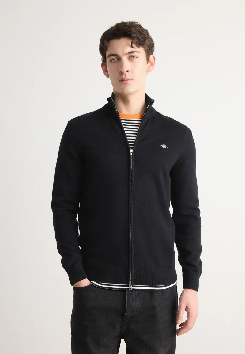 unique GANT CASUAL ZIP CARDIGAN - Cardigan black Clothing Knitwear Cardigans