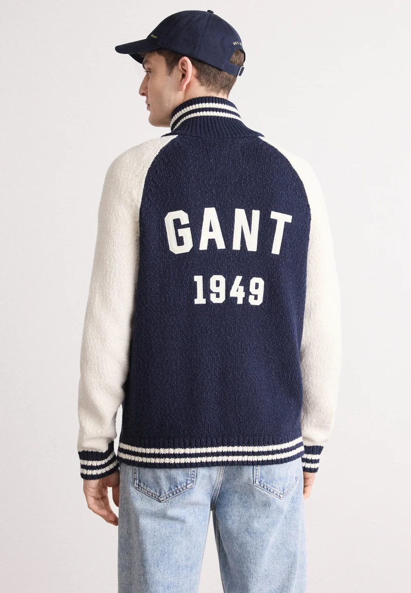 Wholesale GANT ZIPPED CARDIGAN - Bomber Jacket evening blue Clothing Knitwear Cardigans