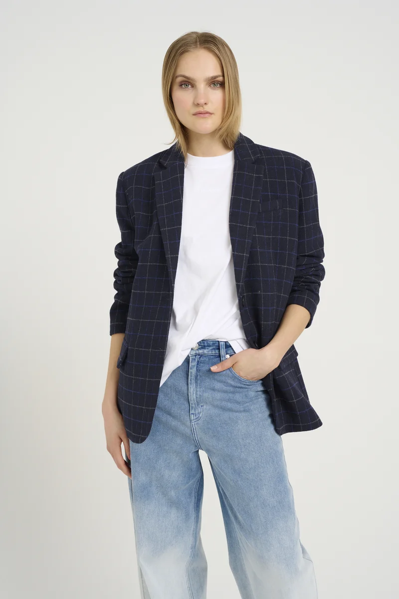 new collection Gestuz CABRIE - Blazer navy blue check Clothing Jackets & Blazers Blazers