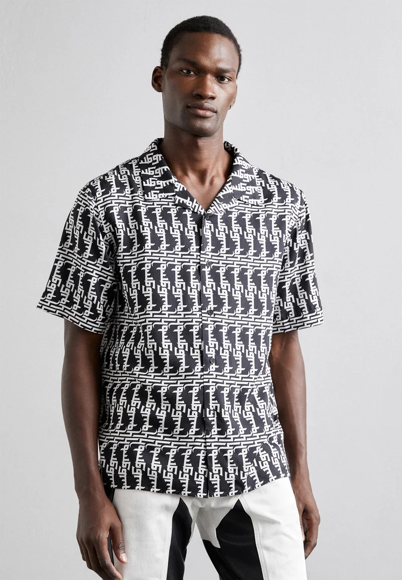 Superior Quality GmbH SHORT SLEEVE BOWLING - Shirt black / white Clothing Sale Shirts Business Shirts