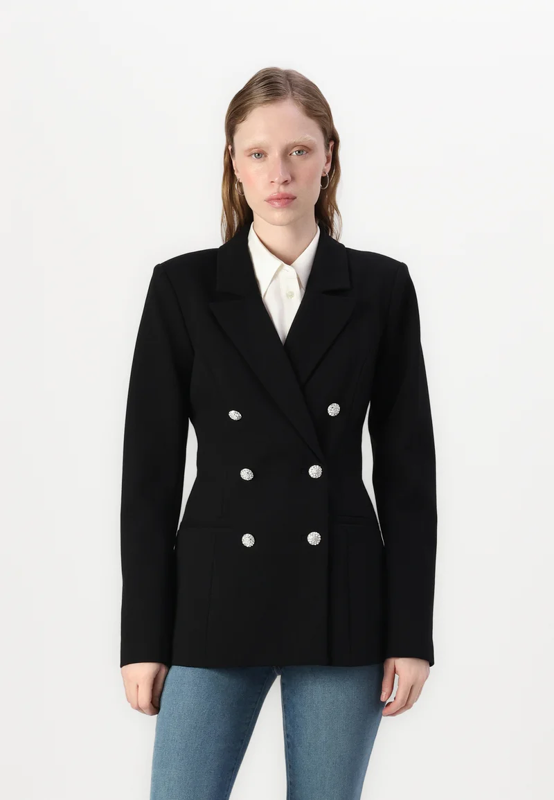 Big discount on sale Good American PONTE EMBELLISHED DOUBLE BREASTED  - Blazer black Clothing Jackets & Blazers Blazers
