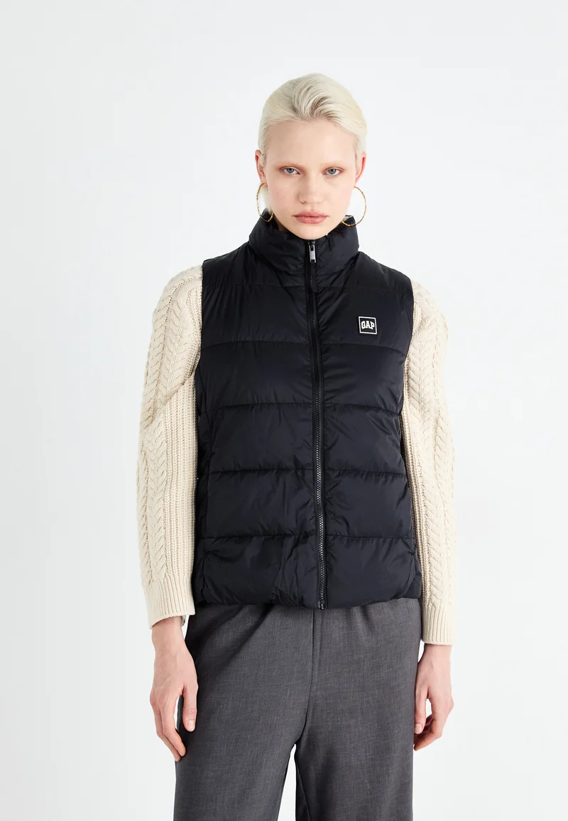 wholesale dealer GAP LOGO PUFFER VEST - Waistcoat black Clothing Jackets & Blazers Bomber Jackets