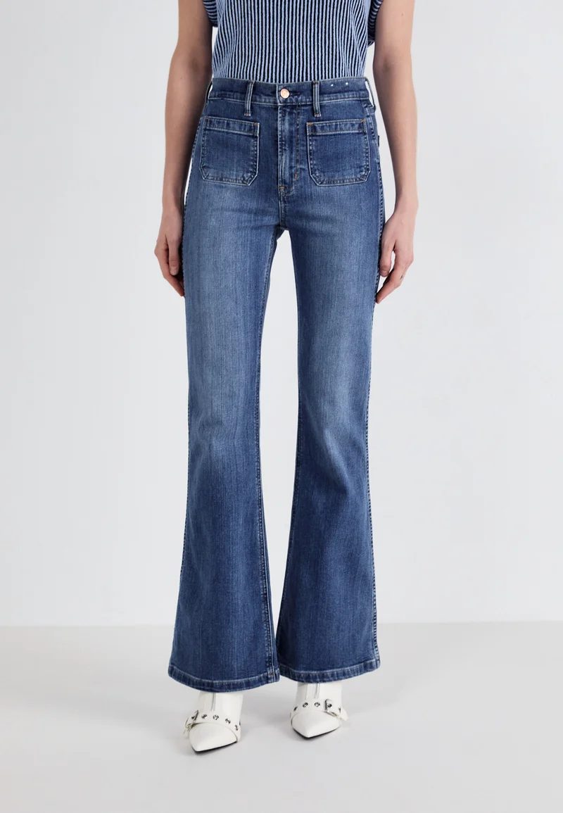 Hot Sale GAP HERON PATCH POCKET - Flared Jeans medium indigo Clothing Bootcut & Flared