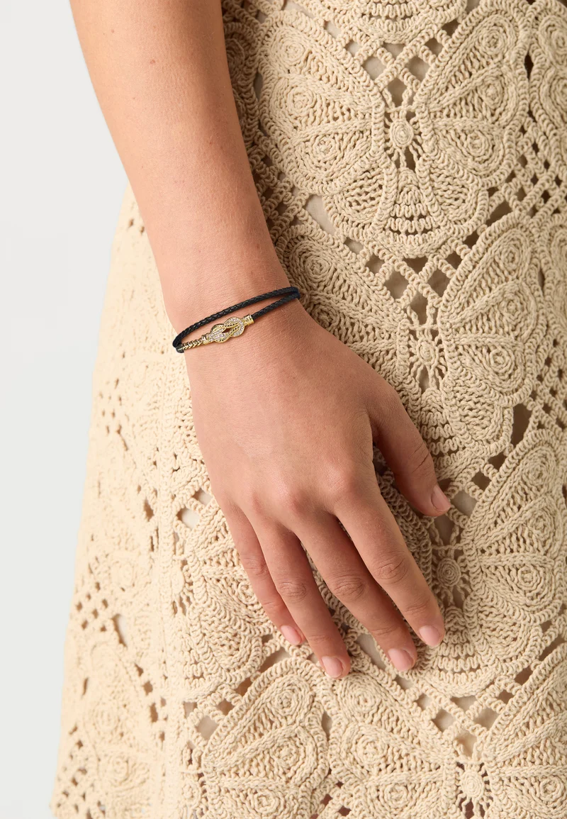 Classic Styles Guess SAILOR KNOT UNISEX - Bracelet yellow gold-coloured/black Accessories Jewellery Bracelets