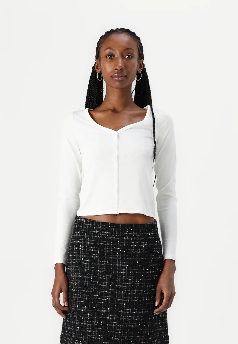 Top Brand Wholesale Online Hollister Co. ICON BUTTON THROUGH - Cardigan white Clothing Knitwear & Cardigans Cardigans