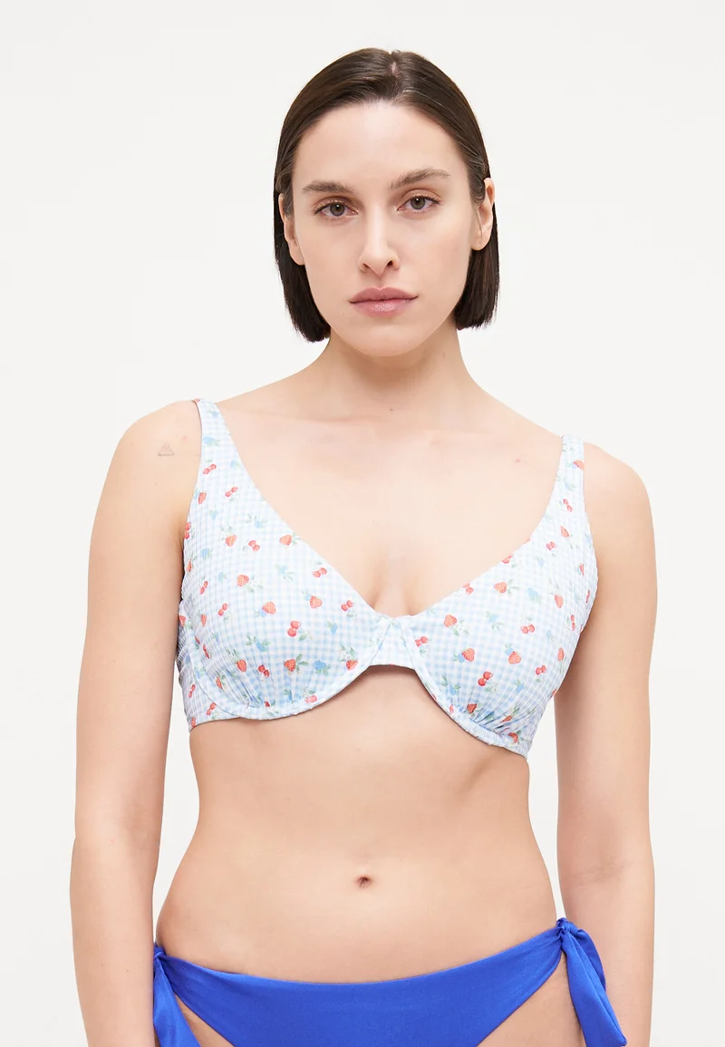 100% Satisfaction Guarantee Hollister Co. JAN CURVY HIGH - Bikini top white/light blue Clothing Swimwear Bikinis Bikini sets