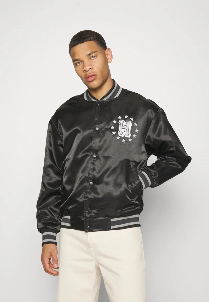 wholesale dealer HUF GALACTIC STACK BASEBALL UNISEX - Bomber Jacket black Streetwear Sale Streetwear Clothing Socks Bomber Jackets