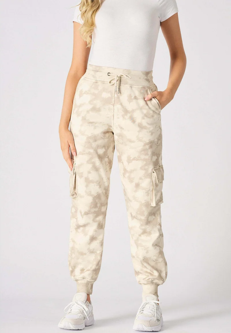 Outlet Seller 2017 HERMAN&CO CUFFED JOGGERS - Cargo trousers beige tie dye Clothing Trousers Cargo Trousers