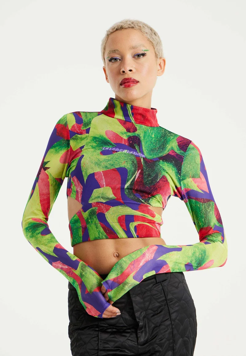 hot sale Online House of Holland ABSTRACT MULTICOLOUR PRINT CROP  - Blouse multi coloured Clothing Shirts & Blouses Blouses
