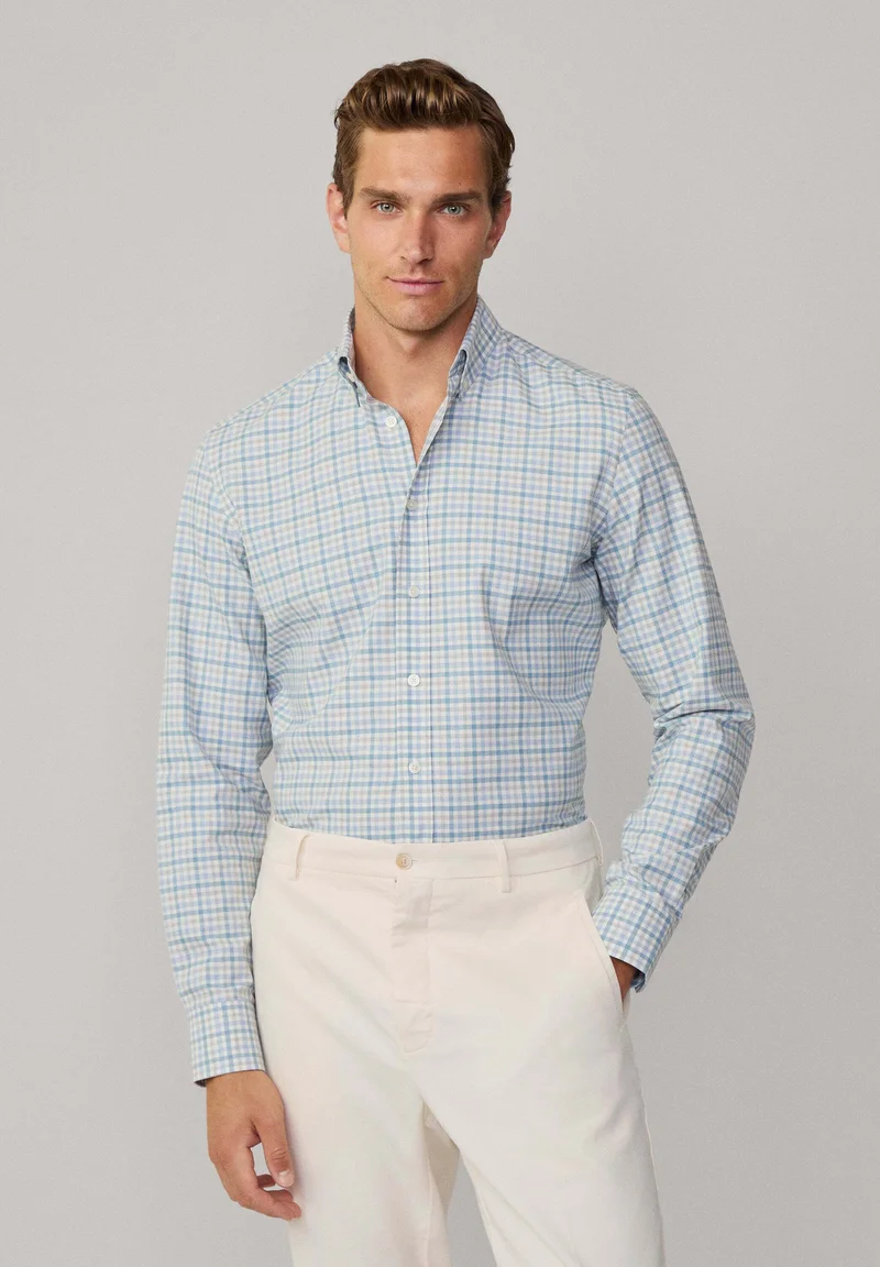 wide varieties Hackett London MOULINE CHECK - Shirt steel blue Clothing Sale Shirts Business Shirts