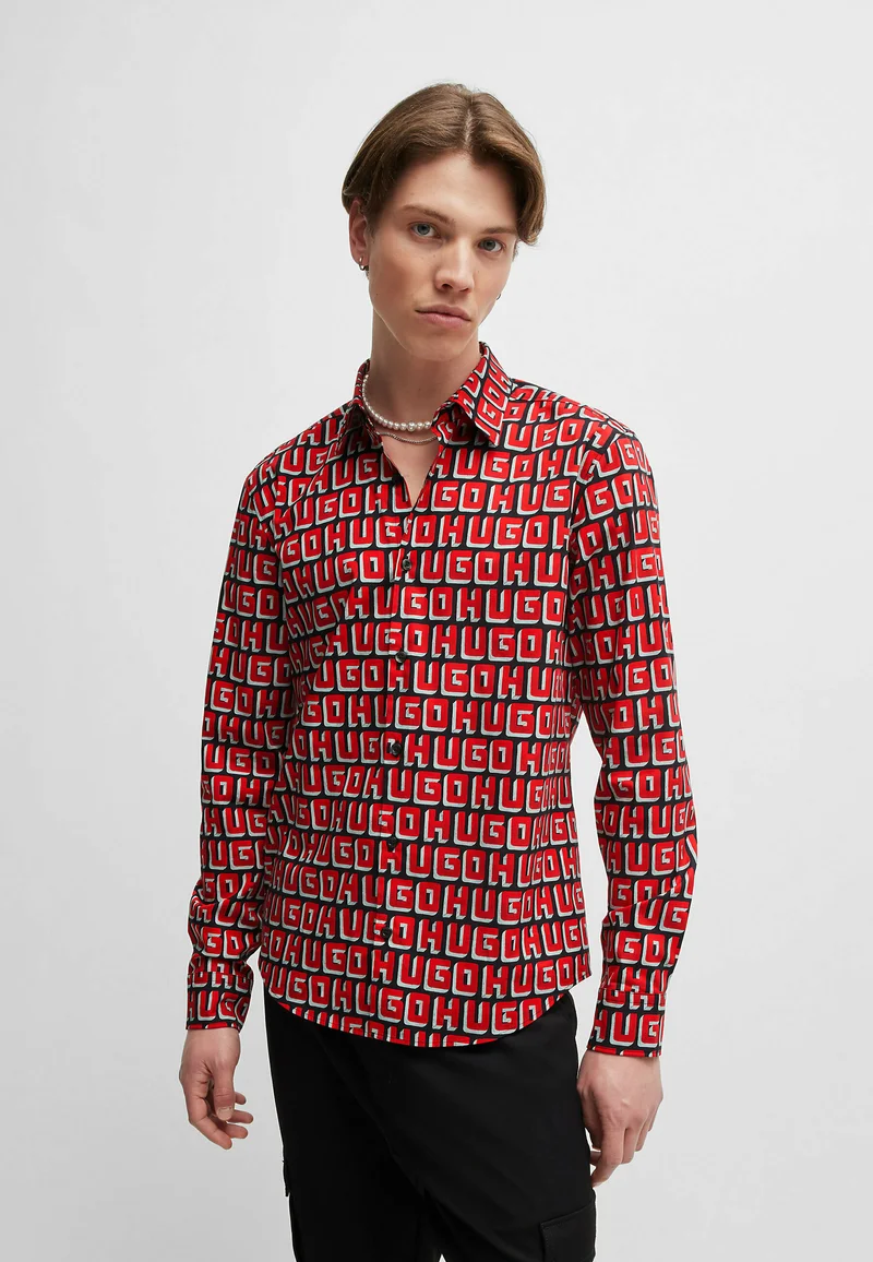 official authorized store HUGO ERMO - Shirt dark red Clothing Sale Shirts Business Shirts