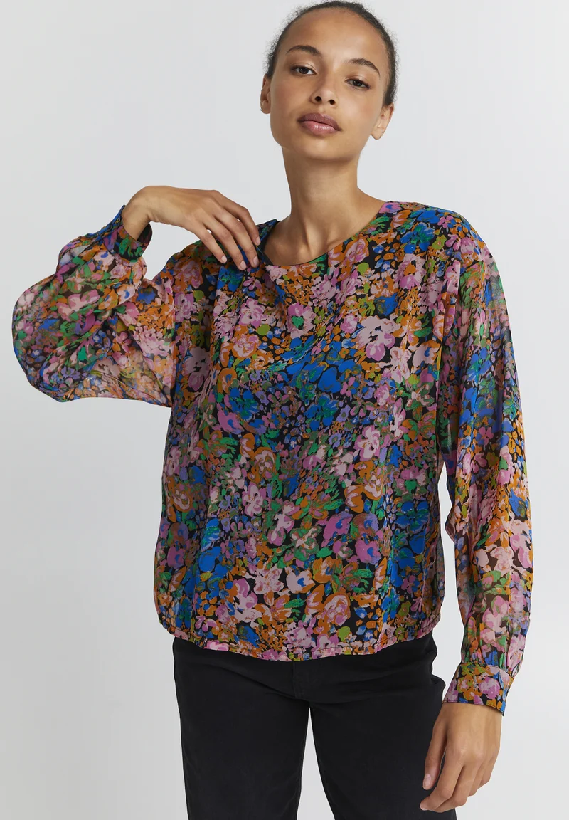 Official USA Stockists ICHI IHChiffy - Blouse pink multi flower Clothing Shirts & Blouses Blouses