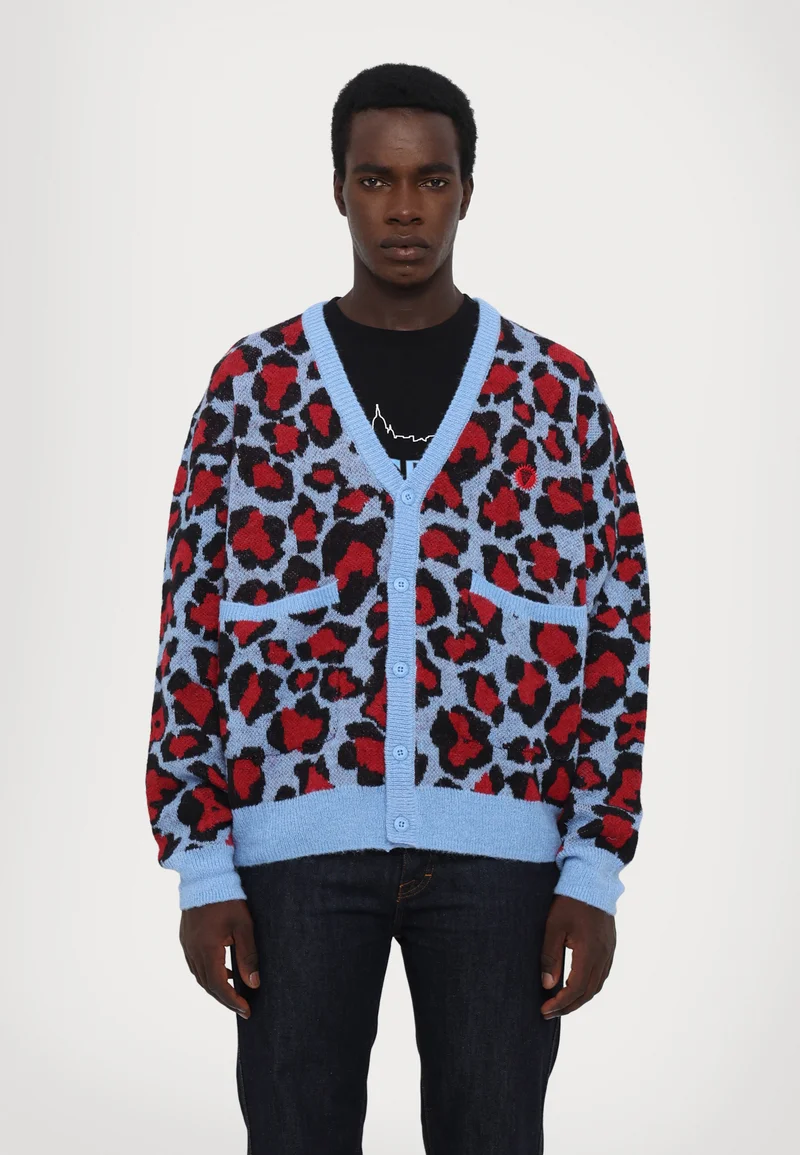 Hottest New Styles Icecream LEOPARD CARDIGAN - Cardigan red/blue Streetwear Sale Streetwear Clothing Swimwear Cardigans
