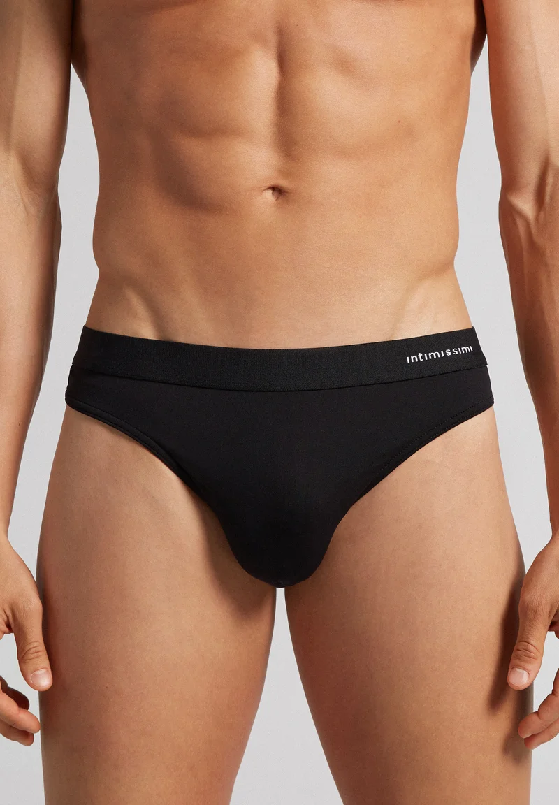 luxury fashion brands Intimissimi THONG WITH LOGO - Briefs nero Clothing Underwear & Socks Underpants Boxer shorts