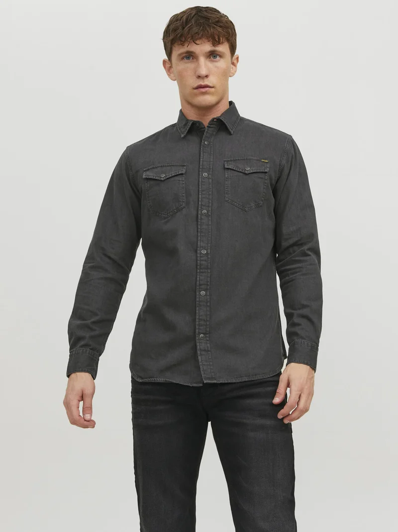 Outlet Jack & Jones Shirt - black denim Clothing Shirts Casual Shirts