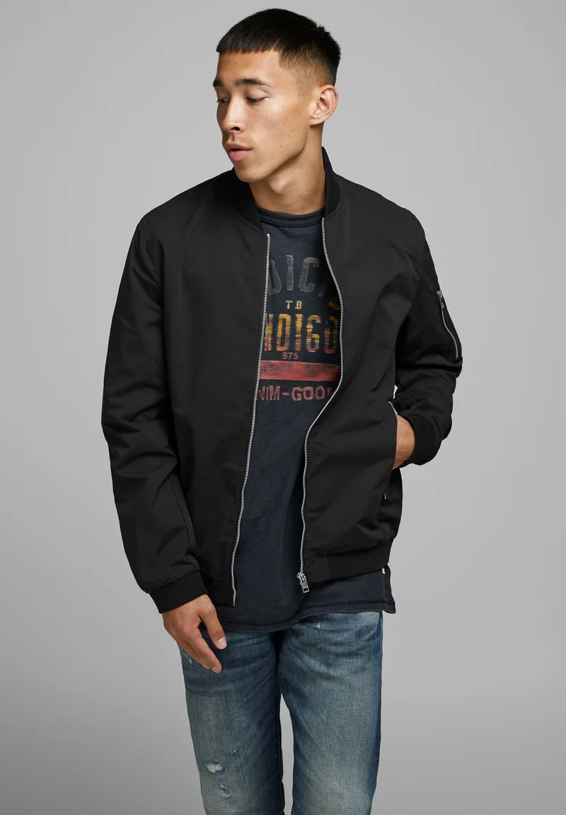 great deals Jack & Jones JJERUSH - Bomber Jacket black Clothing Sale Jackets Gilet Bomber Jackets