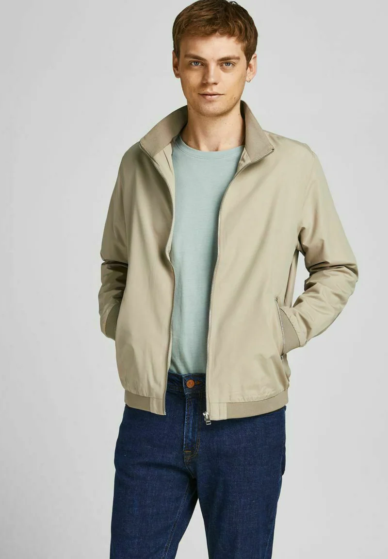 Sale UK Jack & Jones JJERUSH HARRINGTON - Bomber Jacket beige Clothing Sale Jackets Gilet Bomber Jackets