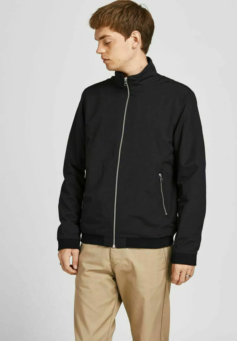 largest collection Jack & Jones JJERUSH HARRINGTON - Bomber Jacket black Clothing Sale Jackets Gilet Bomber Jackets