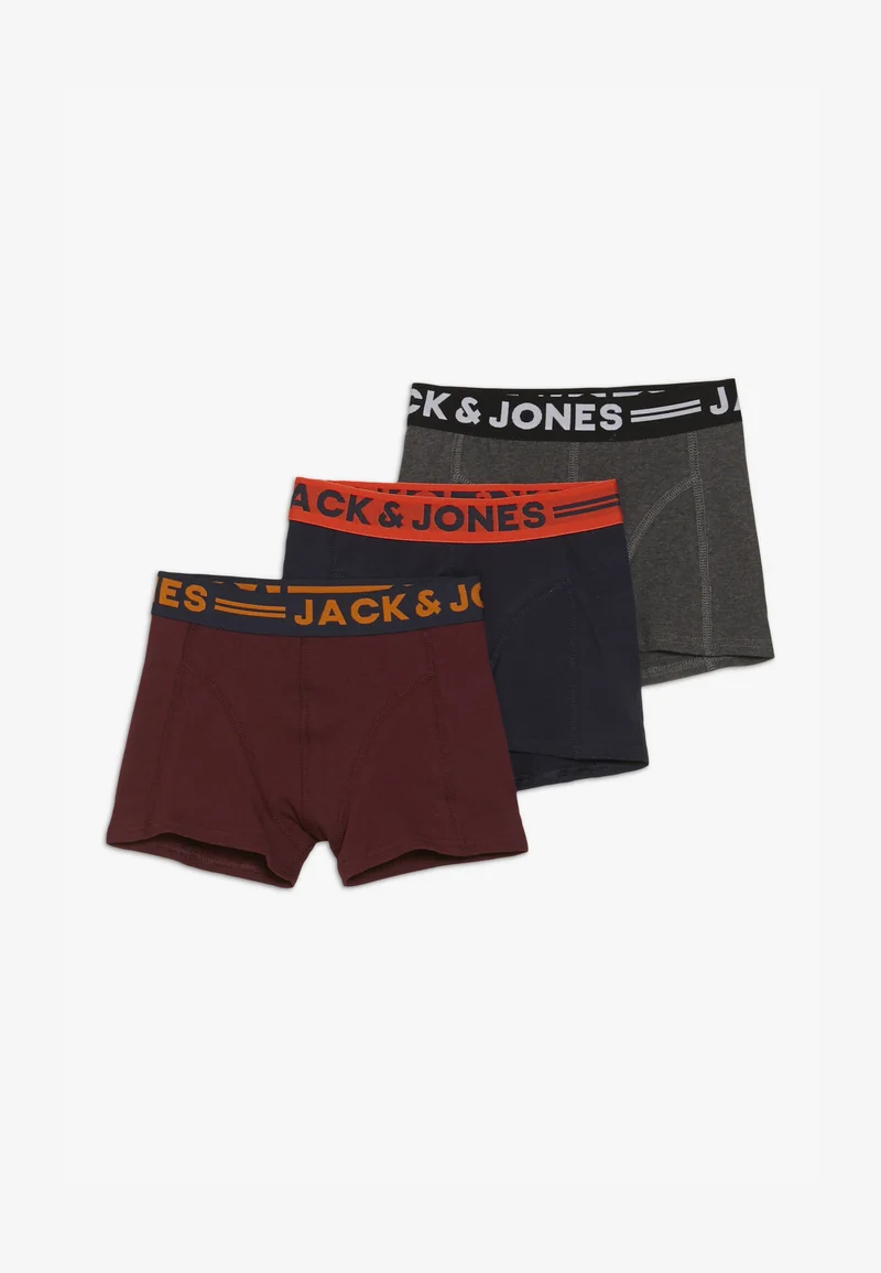UK Factory Outlet Jack & Jones Junior JACLICHFIELD TRUNKS JUNIOR 3 PACK - Pants dark grey melange/burgundy/navy blazer Clothing Underwear & Nightwear Underwear Bras & bustiers