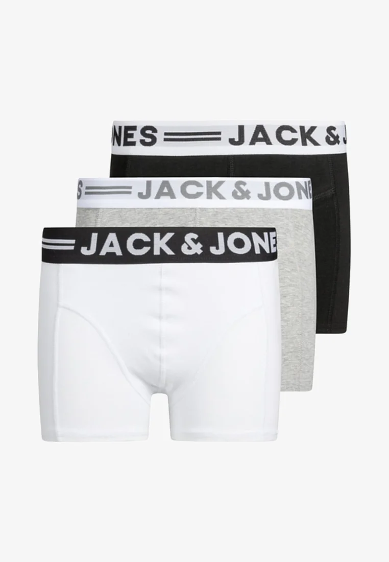 Shop Jack & Jones Junior SENSE TRUNKS 3 PACK - Pants light grey melange Clothing Underwear & Nightwear Underwear Bras & bustiers
