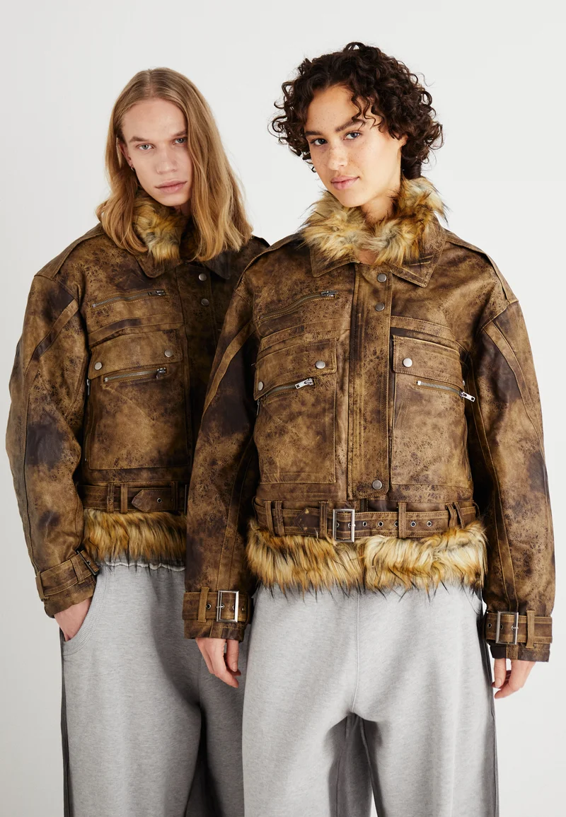 Largest Fashion Store Jaded London EXTREME POCKET JACKET UNISEX - Faux leather jacket brown Clothing Jackets & Blazers Bomber Jackets