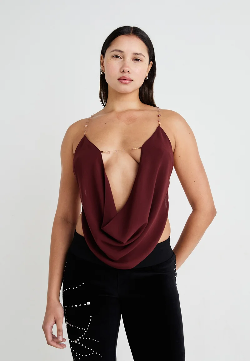 reliable reputation Jaded London ASTERIA BACKLESS COWL  - Blouse burgundy Clothing Shirts & Blouses Blouses