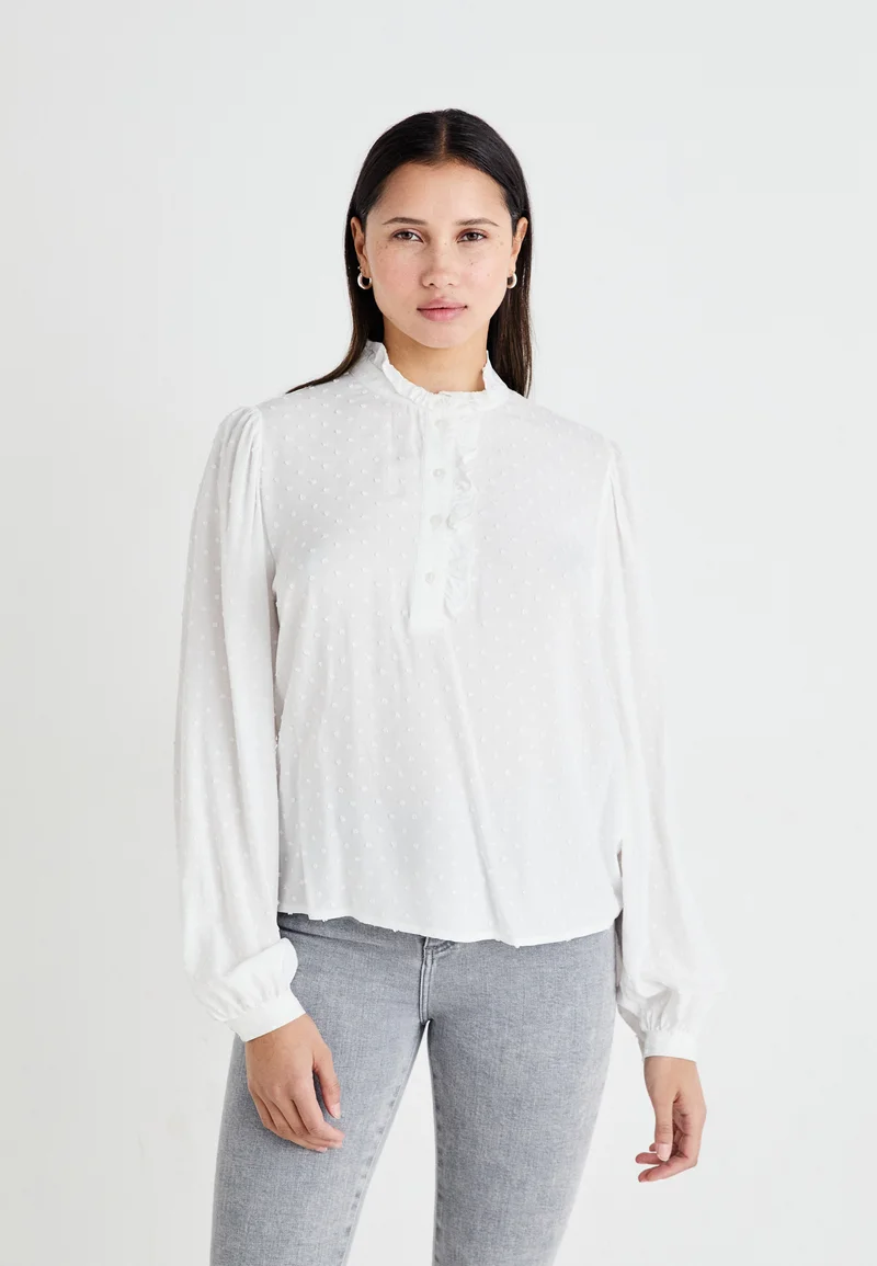 world-wide renown JDY JDYDIANA LIFE FRILL - Blouse cloud dancer Clothing Shirts & Blouses Blouses