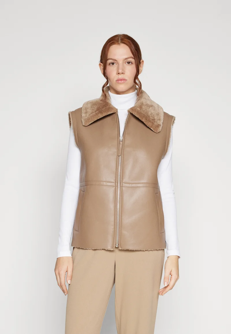 wholesale price JDY JDYBESS FAUX SHEARLING WAISTCOAT - Waistcoat doeskin Clothing Jackets & Blazers Bomber Jackets