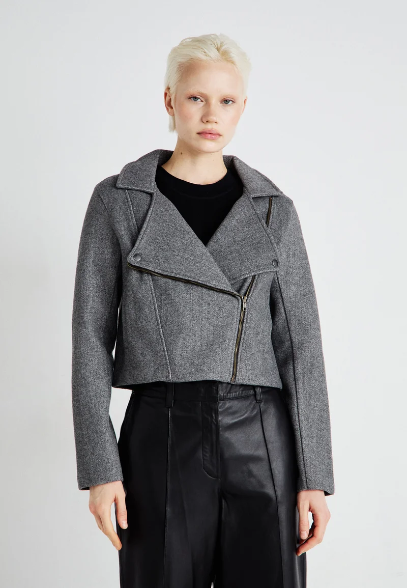 wide varieties JDY JDYMELLOW BIKER JACKET - Summer jacket dark grey Clothing Jackets & Blazers Bomber Jackets