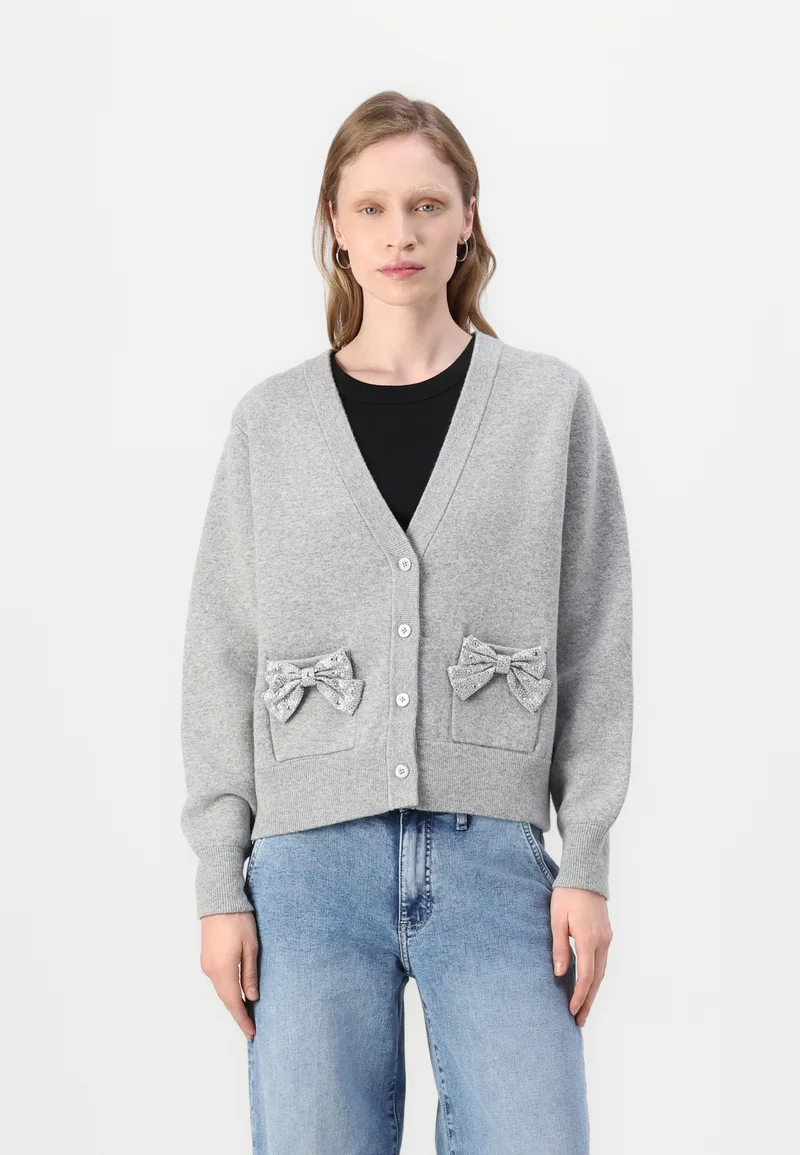 Official supplier kate spade new york EMBELLISHED BOW CARDIGAN - Cardigan grey melange Clothing Knitwear & Cardigans Cardigans