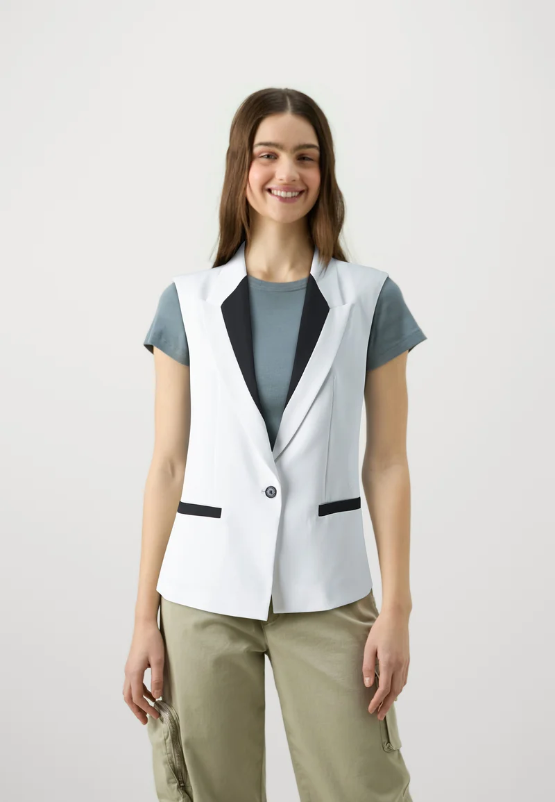 cheap prices KARL LAGERFELD TAILORED GILET - Waistcoat white/black Clothing Jackets & Blazers Bomber Jackets