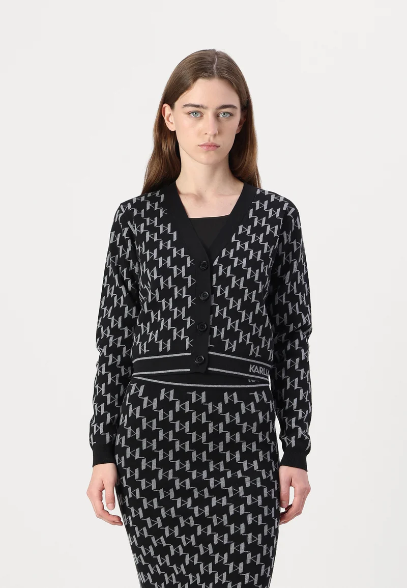 Discount Sale KARL LAGERFELD MONOGRAM CARDIGAN - Cardigan grey melange Clothing Knitwear & Cardigans Cardigans