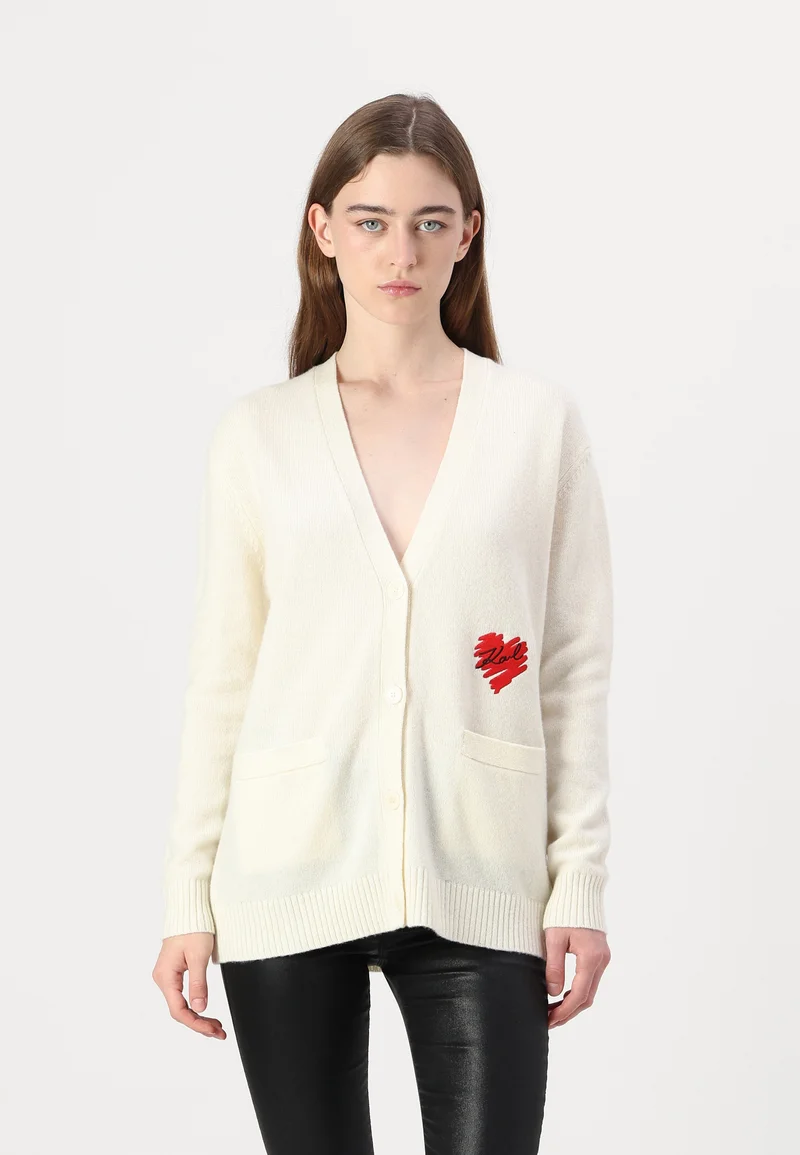 Wholesale KARL LAGERFELD HEARTS CARDIGAN - Cardigan cannoli cream Clothing Knitwear & Cardigans Cardigans