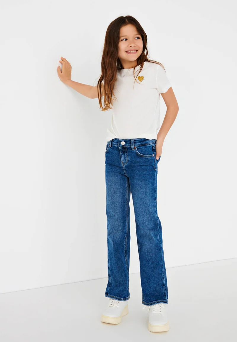 hot sale Online ONLY GIRLS KOGJUICY WIDE LEG DEST  - Straight leg jeans medium blue denim Clothing Jeans Bootcut & Flared