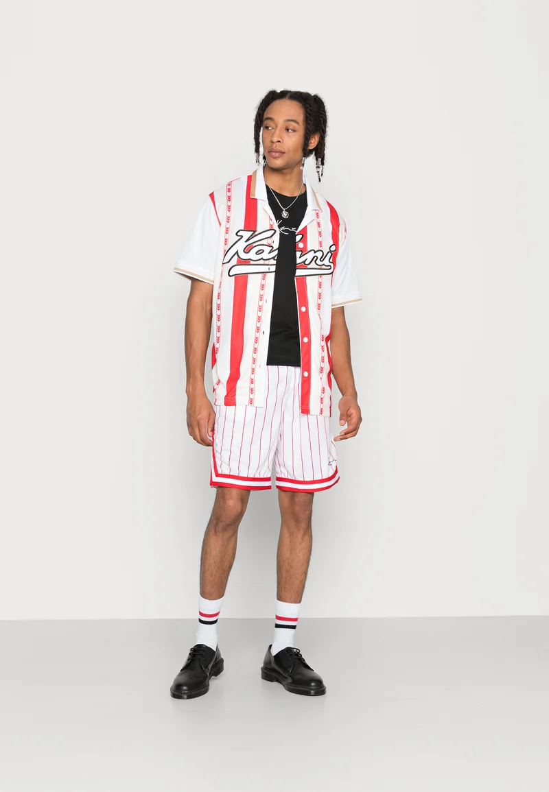 Factory Outlet Price Karl Kani VARSITY BLOCK STRIPE BASEBALL UNISEX - Shirt red Streetwear Clothing Shirts & Blouses Blouses