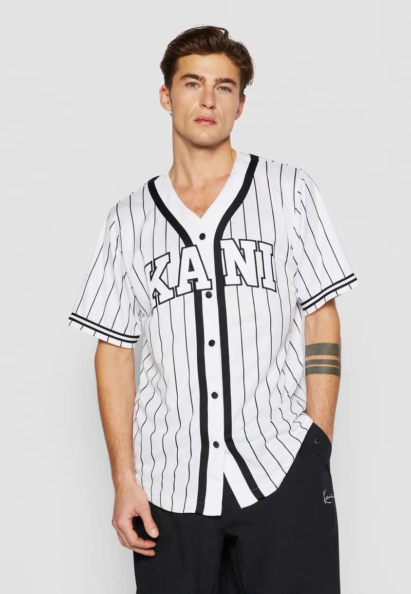 Exclusive Karl Kani SERIF PINSTRIPE BASEBALL SHIRT - Shirt white Clothing Sale Shirts Business Shirts