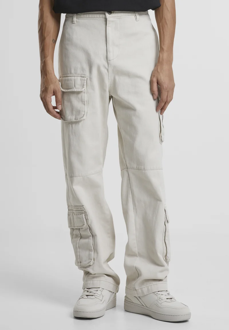 Outlet Online Karl Kani WASHED MULTIPOCKET PANTS - Cargo trousers light sand Streetwear Sale Streetwear Clothing Swimwear Cargo Trousers