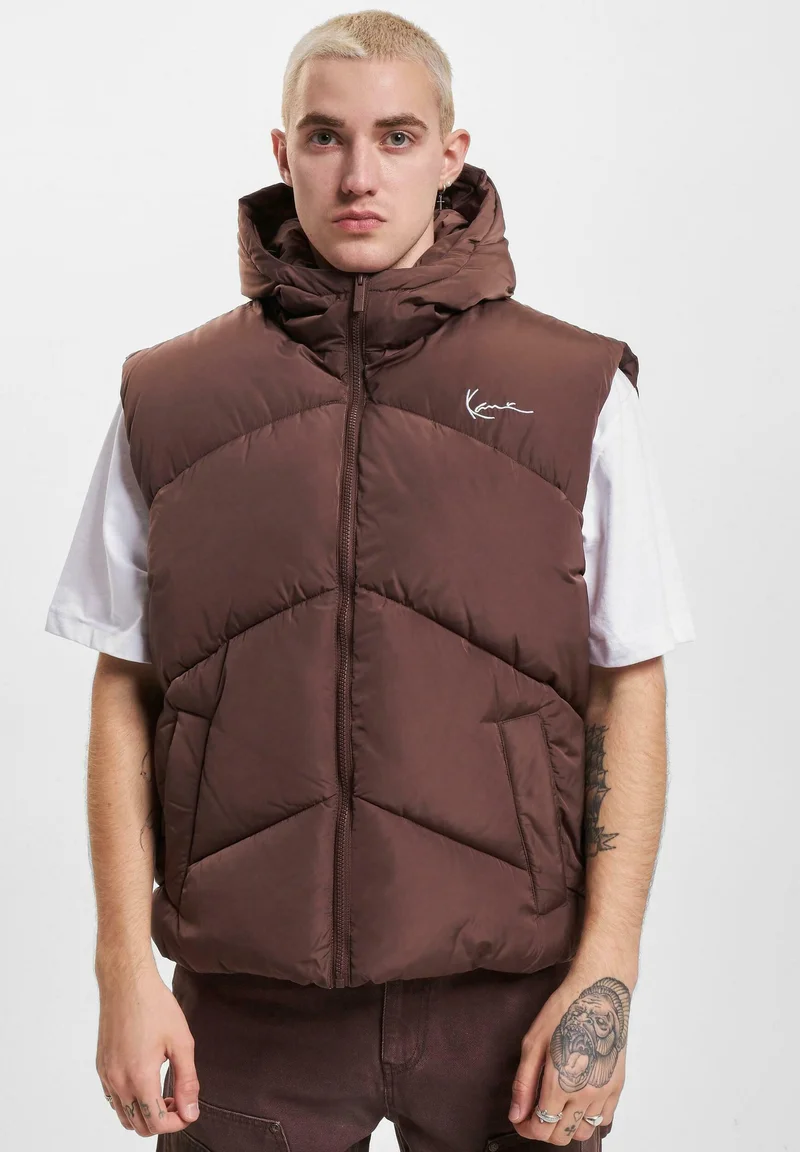 online leading retailer Karl Kani PUFFER - Waistcoat brown Streetwear Clothing Jackets, Gilets & Blazers Bomber Jackets