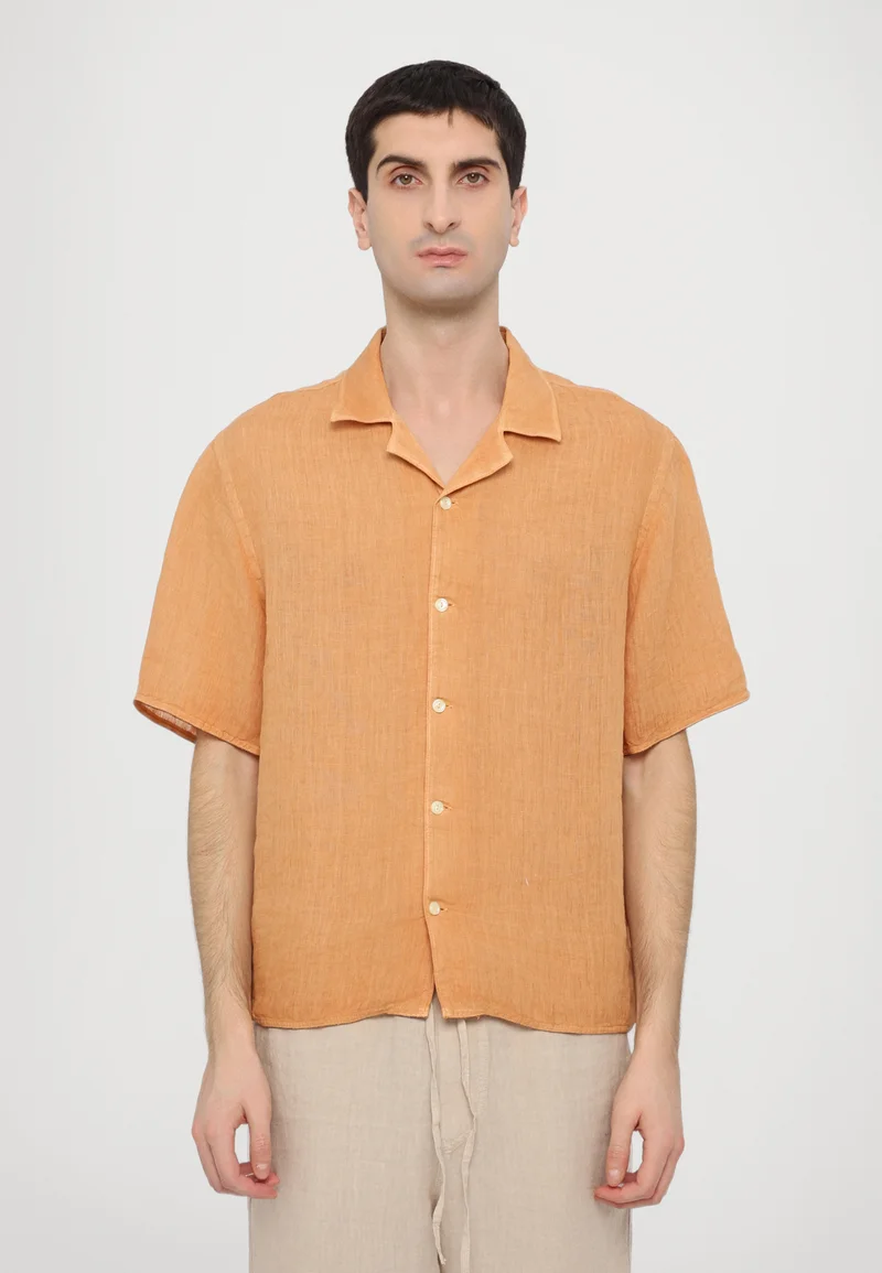 Fast Delivery 120% Lino SHORT SLEEVE  REGULAR FIT MEN SHIRT - Shirt apricot Clothing Shirts Casual Shirts