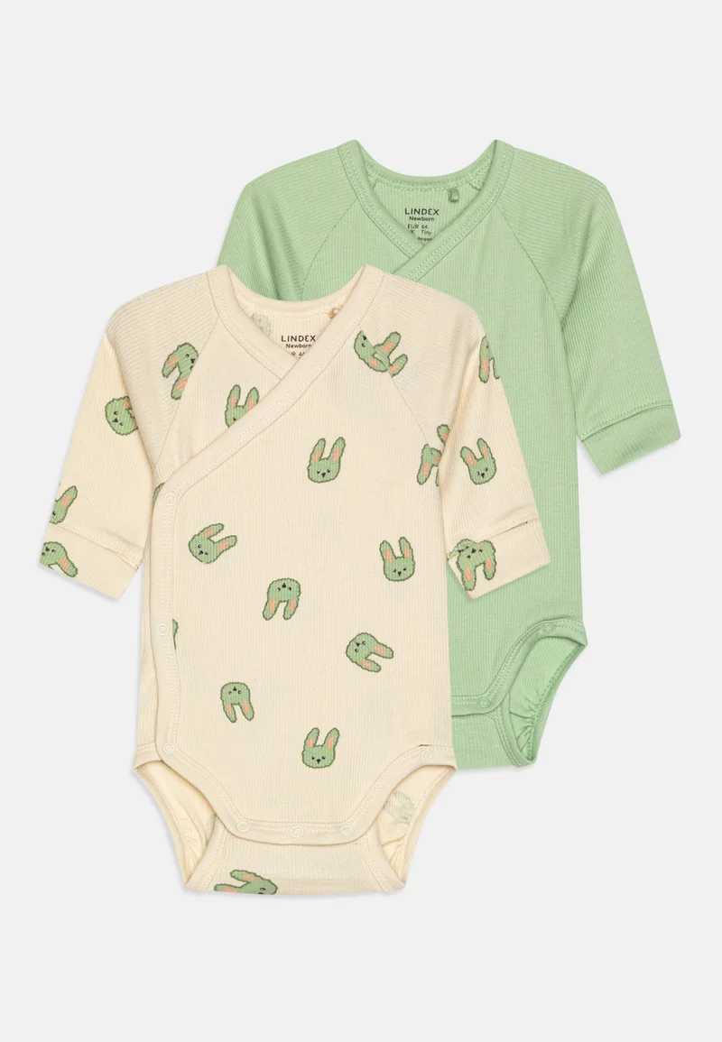 100% top quality Lindex 2-PACK NEWBORN - Body light dusty green Clothing Underwear & Nightwear Bodies
