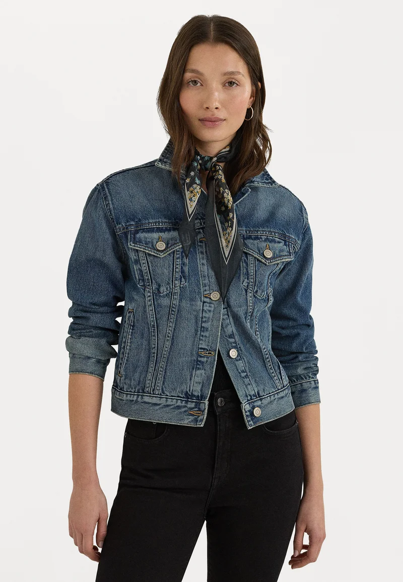 wide varieties Lauren Ralph Lauren DENIM TRUCKER JACKET - Denim jacket dusk indigo wash Clothing Jackets & Blazers Bomber Jackets