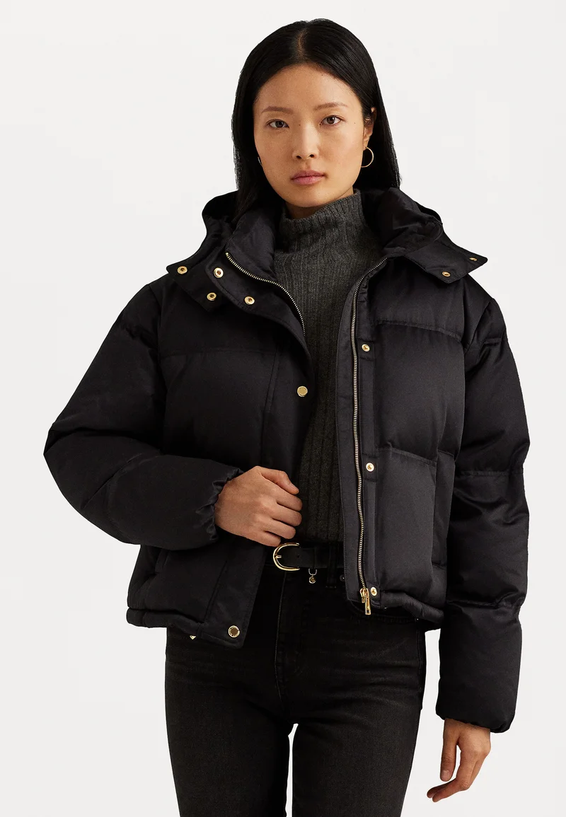 Top Designer Collections Lauren Ralph Lauren SATIN DOWN COAT - Down jacket black Clothing Jackets & Blazers Bomber Jackets