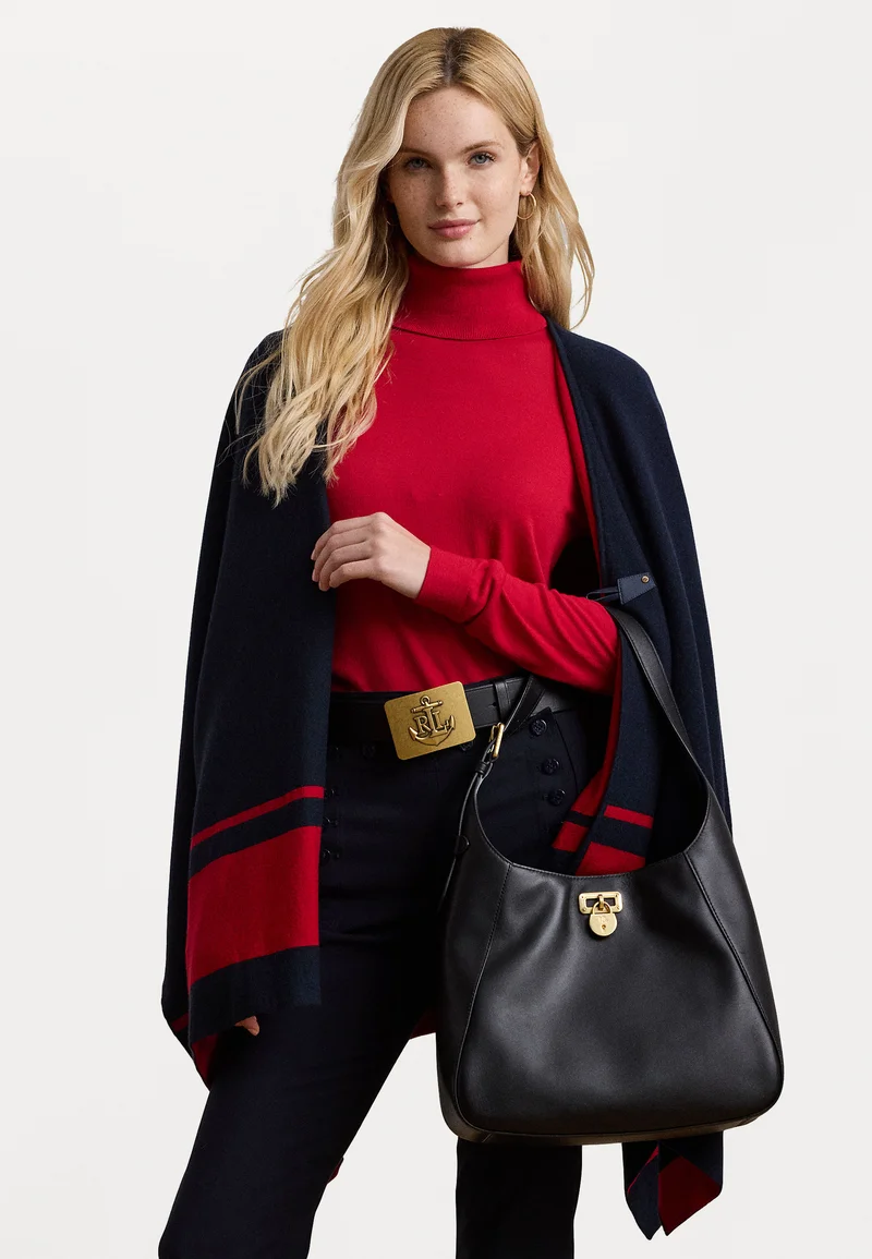 100% high Quality Guarantee Lauren Ralph Lauren INTARSIA KNIT TWO TONE PONCHO - Cape navy/festive red Clothing Jackets & Blazers Capes