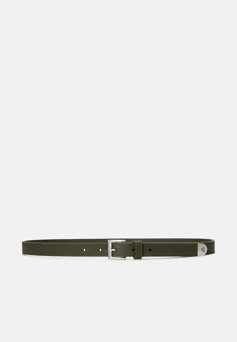 In Stock Lauren Ralph Lauren PEBBLED LEATHER SKINNY BELT - Belt dark olive Accessories Sale Belts Braided belt