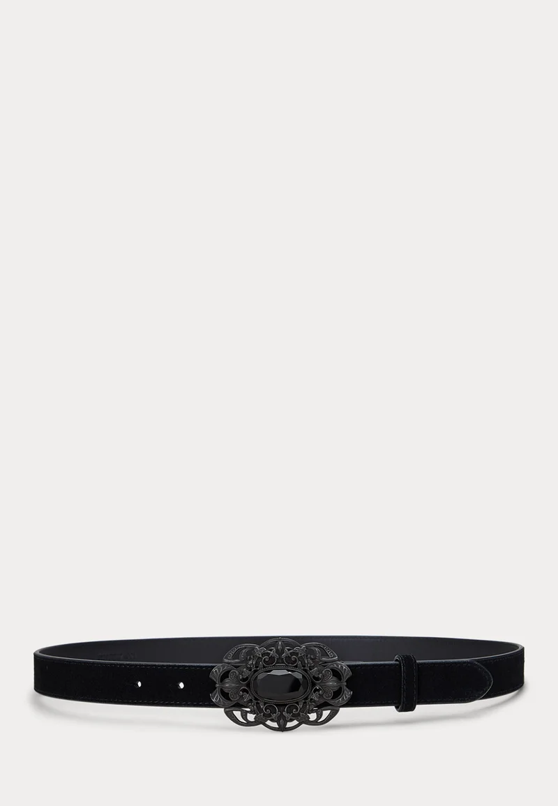 USA Sale Online Store Lauren Ralph Lauren STONE BUCKLE SUEDE SKINNY BELT - Belt black Accessories Sale Belts Braided belt