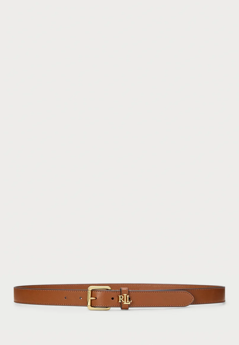 official authorized store Lauren Ralph Lauren LOGO KEEPER LEATHER SKINNY BELT - Belt tan Accessories Belts Casual belts