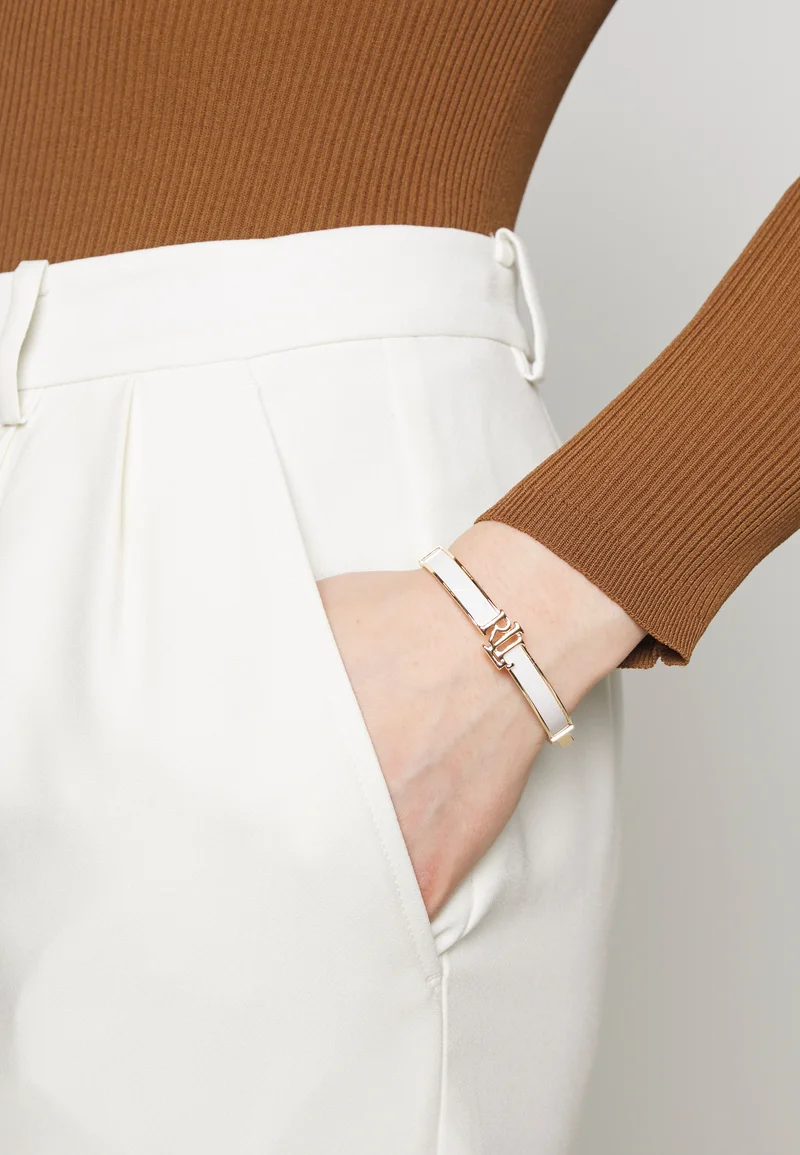 Shop Best Sellers Lauren Ralph Lauren HINGE BANGLE - Bracelet gold-coloured/white Accessories Jewellery Bracelets