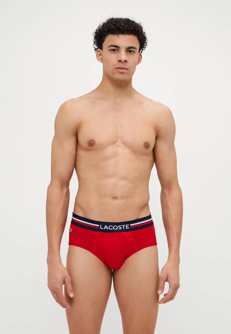 Excellent quality Lacoste 3 PACK - Briefs navy blue/silver chine/red Clothing Underwear & Socks Underpants Boxer shorts